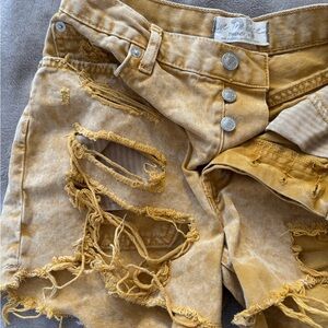 We The Free High Waist Distressed Tan Shorts